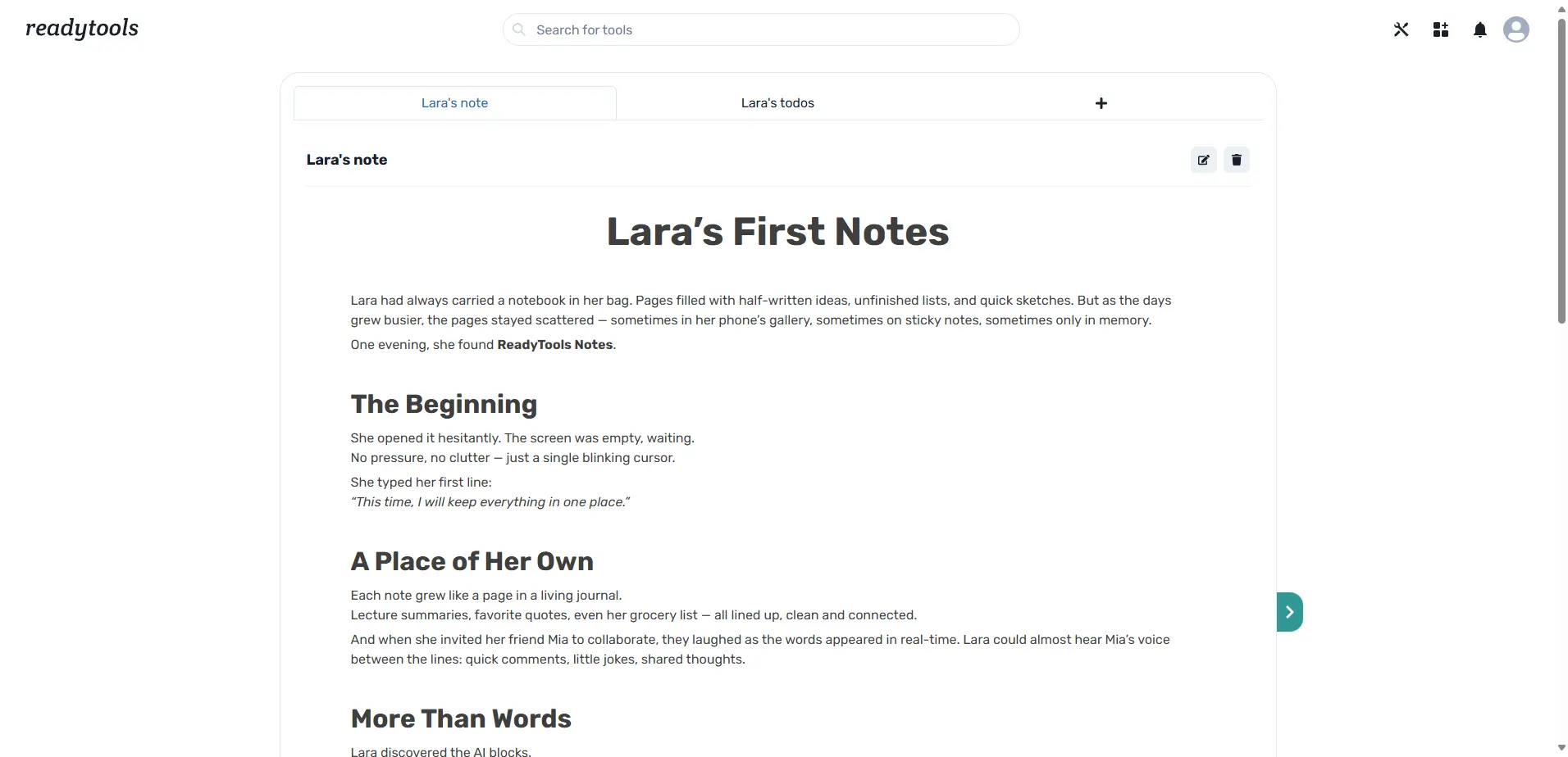 Vorschau auf Notes Editor